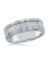 Brushed and Polished Double Row CZ Silver Tungsten Ring