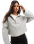 Фото #1 товара ASOS DESIGN super soft long sleeve boxy crop half zip in grey marl