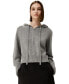 ფოტო #1 პროდუქტის Women's Short Zip-Up Wool Cashmere Hoodie for Women