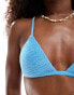 Free Society crinkle triangle bikini top in sky blue