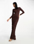 Фото #8 товара ASOS DESIGN long sleeve maxi dress with ruched skirt in chocolate