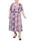 Фото #1 товара Платье шифоновое NY Collection плюс-сайз с короткими объемными рукавами