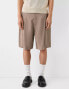 Bershka Collection wide leg tailored short in brown