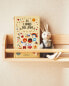 Children’s wooden shelf with front bar