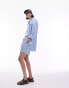 Topshop co-ord stripe beach shirt in blue Разноцветный, S - EU 36-38 - фото #2