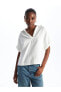Фото #1 товара LCW Vision Polo Yaka Düz Kısa Kollu Oversize Kadın Bluz