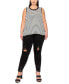 ფოტო #4 პროდუქტის Plus Yarn Dye Stripe Contrast Double Binding Swing Tank Top