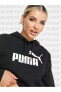 Фото #4 товара Essentials Cropped Logo Hoodie in Black Kadın Pamuklu Kumaş Siyah Sweatshirt