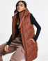 Фото #6 товара Threadbare Vamp longline padded gilet with hood in mid brown