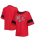Women's Red Georgia Bulldogs Jumbo Arch Striped Half-Sleeve T-shirt