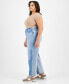 Фото #3 товара Plus Size Ultra-High-Rise Two-Tone Jeans