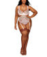 ფოტო #1 პროდუქტის Plus Vintage Rose Embroidery Bra and Open Cup Teddy Set