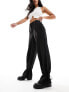 Фото #1 товара Pieces tie detail wide leg trousers in black