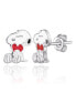 ფოტო #1 პროდუქტის Silver Plated and Enamel Snoopy with Heart Stud Earrings