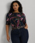 Фото #1 товара Plus Size Floral Elbow-Sleeve Tee