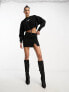 HUGO Delive cropped sweatshirt in black with drawstring detail M - фото #3