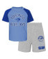 Infant Boys and Girls Powder Blue and Heather Gray Toronto Blue Jays Ground Out Baller Raglan T-shirt and Shorts Set