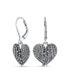 ფოტო #2 პროდუქტის Jewelry Set Spiritual Amulet Heart Shaped Guardian Angel Wings Feather Photo Locket Necklace Pendant Dangle Earrings For Women Oxidized Sterling Silver Lever Back