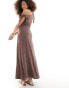 Фото #2 товара ASOS DESIGN off shoulder linen maxi dress with knot detail in chocolate