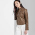 Фото #1 товара Women's Faux Leather Racing Jacket - Wild Fable Brown S