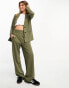 JDY wide leg tailored trousers co-ord in khaki XS L32 - фото #2