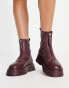 Фото #4 товара ASOS DESIGN Atlantis leather zip front boots in burgundy leather