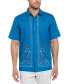 Фото #1 товара Men's Short Sleeve L-Shaped Tropical Print Linen Blend Button-Front Shirt