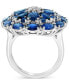 ფოტო #4 პროდუქტის EFFY® Sapphire (8-1/3 ct. t.w.) & Diamond (3/8 ct. t.w.) Flower Statement Ring in 14k White Gold