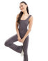 Фото #1 товара In The Style ribbed scoop neck flared unitard jumpsuit in charcoal grey