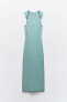 Фото #6 товара Однотонное трикотажное платье с бусинами ZARA