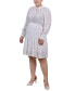 ფოტო #1 პროდუქტის Plus Size Long Sleeve Tiered Dress with Ruffled Neck