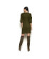 ფოტო #2 პროდუქტის Women's Asymmetrical Olive Cable Knit Butterfly Sleeve Sweater Dress