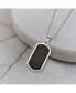 Black Agate Inlay Dog Tag Ball Chain Necklace