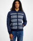 Фото #1 товара Men's Fair Isle Zip-Front Sweater Jacket