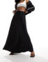 NA-KD satin maxi skirt in black