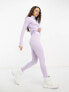 Threadbare Petite Ski base layer banded waistband leggings and long sleeeve top set in lilac Сиреневый, 44 - фото #7