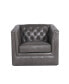 Helaire Tufted Leather Armchair in Charcoal Gray