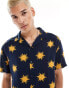 Hunky Trunks wavy sun beach shirt co ord in navy Синий, M - фото #4