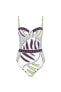 Tory Burch Womens PRINTED UNDERWIRE SWIMSUIT ivory zebra scarf size L 307013