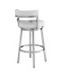 Madrid 30" Bar Height Swivel Gray Artificial leather and Brushed Stainless Steel Bar Stool