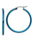 ფოტო #1 პროდუქტის Stainless Steel Polished Blue plated Hoop Earrings