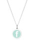 Фото #22 товара Auburn Jewelry mini Initial Pendant Necklace in Sterling Silver and Mint Enamel, 16" + 2" Extender