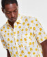 Фото #2 товара Men's Morocco Short Sleeve Palm Print Button-Front Linen Shirt, Created for Macy's