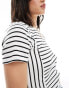 Pieces ribbed multi way stripe short sleeve t-shirt in mono