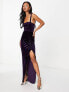 ASOS DESIGN cami ruched velvet midi dress in dark purple