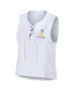 Фото #3 товара Women's White Milwaukee Brewers Lace-Up Tank Top