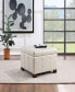 Detour Strap 29.75" Square Storage Ottoman in Cream Faux Leather Upholstery and Wood
