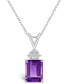 ფოტო #1 პროდუქტის Amethyst (2-1/4 ct. t.w.) and Diamond (1/10 ct. t.w.) Pendant Necklace in 14K Gold or 14K White Gold