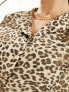 Y.A.S sheer open neck chuck on shirt in leopard print