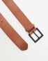 ASOS DESIGN faux leather belt with contrast buckle in brown